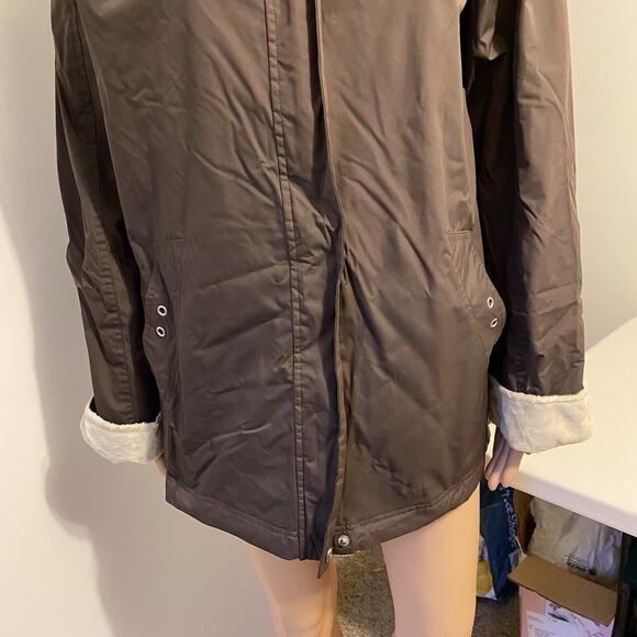 Free Country Coat Jacket Women M Windbreaker Hoodie Faux Fur Lined Outdoor VTG - Picture 7 of 15